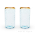 colored tumbler set bubble glasses with gold rim